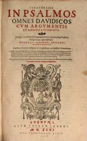 Paraphrasis in Psalmos omnes Davidicos : cum Argumentis et Annotationibus