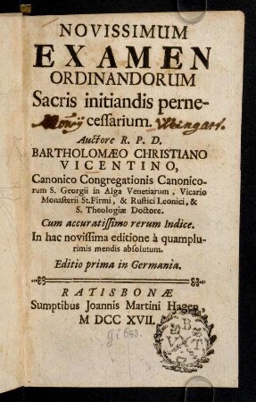 2r-406, Novissimum Examen Ordinandorum Sacris ...