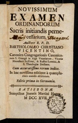 2r-406, Novissimum Examen Ordinandorum Sacris ...
