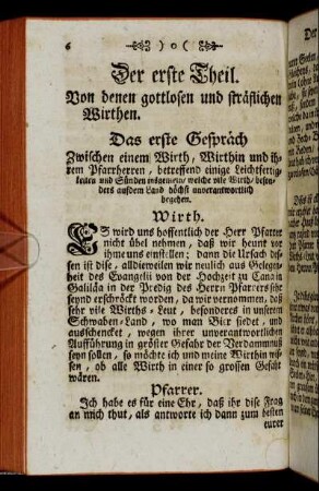 Der erste Theil. Von denen gottlosen und sträflichen Wirthen.