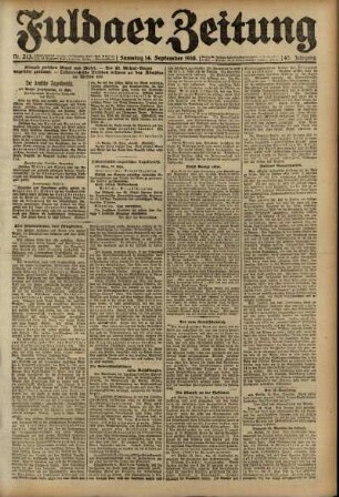 Erste Ausgabe vom Samstag, den 14. September 1918.