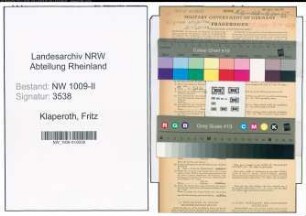 Entnazifizierung Fritz Klaperoth , geb. 15.05.1903 (Pfleger)