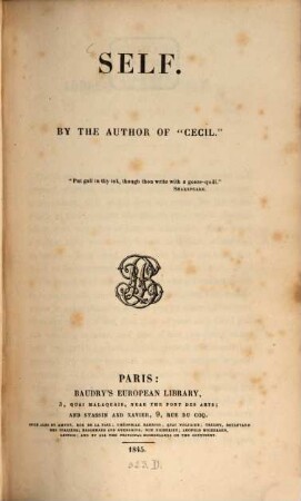 Self : By the Author of "Cecil"