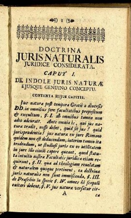 Doctrina Juris Naturalis Jurdici Considerata. Caput I. De Indole Juris Naturæ Ejusque Genuino Conceptu.