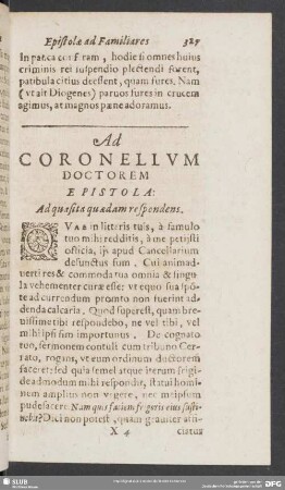 Ad Coronellum Doctorem Epistola: Ad quaesita quaedam respondens