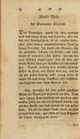 Fünfte Reise des Seemanns Sindbad.