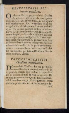 Votum Scholastici Christiani quotidianum.