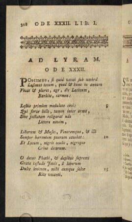 318-325, Ad Lyram. Ode XXXII.; Remarques Sur L'Ode XXXII.; Notes Sur L'Ode XXXII.