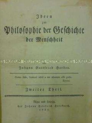Ideen zur Philosophie der Geschichte der Menschheit, Teil 2