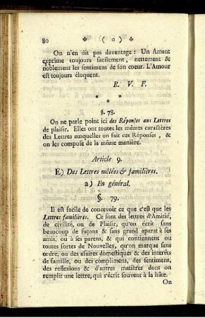 Article 9. E) Des Lettres mêlées & familières.
