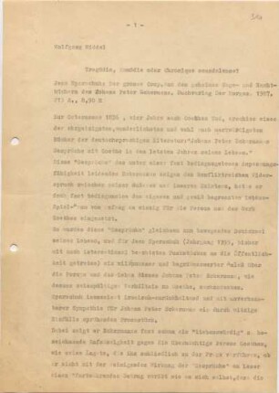 [W237]: Tragödie, Komödie oder Chronique scandaleuse? : Jens Sparschuh: Der grosse Coup. Aus den geheimen Tage- und Nachtbüchern des Johann Peter Eckermann. : Buchverlag Der Morgen. 1987. 213 S., 8,90 M
