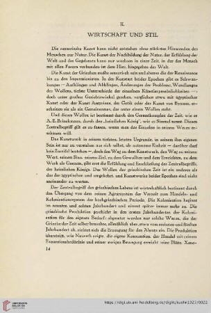 II. Wirtschaft und Stil