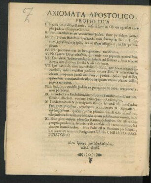 Axiomata Apostolico-Prophetica.