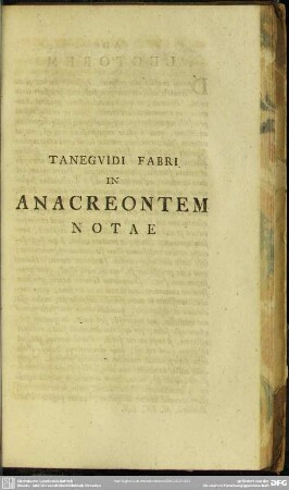 Taneguidi Fabri In Anacreontem Notae