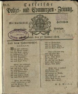 Nr. 1, Sonnabend, den 3ten Januar 1818
