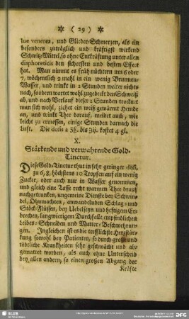 X. Stärkende und verwahrende Gold-Tinctur