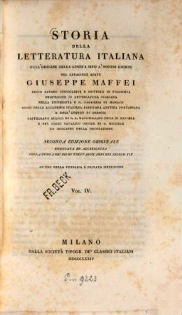 Storia della letteratura italiana dall'origine della lingua sino a'nostri giorni : ad uso della pubblica e privata istruzione. 4