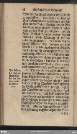 Vorstellung der zweyten Unredlichkeit der speculativen Atheisterey