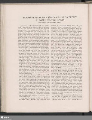 Formenkreise Der Jüngeren Bronzezeit In Norddeutschland