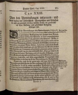 Cap. XXIII. Von den Verrenckungen insgemein / [...]