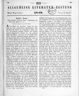 Eysell, G. F.: Über Göthes Torquato Tasso. Rinteln: Bösendahl 1849 (Fortsetzung von Nr. 211)