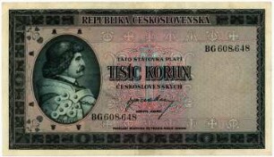 Geldschein, 1.000 Koruna, 1945
