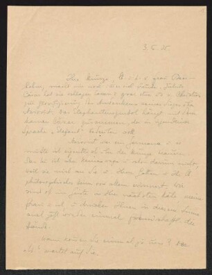 Brief von Gerhart Hauptmann an Florence Beerbohm