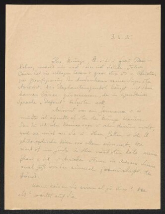 Brief von Gerhart Hauptmann an Florence Beerbohm
