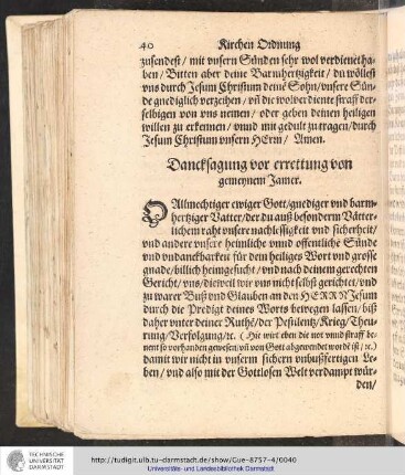 Dancksagung vor errettung von gemeyner Jamer