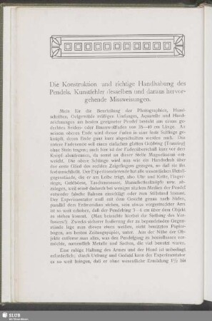Die Konstruktion und richtige Handhabung des Pendels. Kunstfehler desselben und daraus hervorgehende Missweisungen