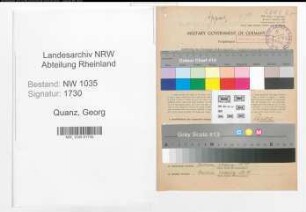 Entnazifizierung Georg Quanz , geb. 12.10.1900 (Ingenieur)