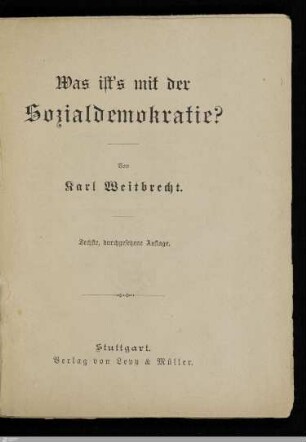 Was ist's mit der Sozialdemokratie?