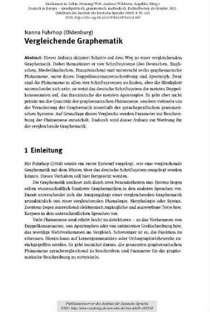 Vergleichende Graphematik