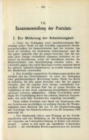 VII. Zusammenstellung der Postulate.