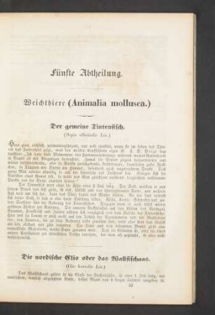 Fünfte Abtheilung. Weichthiere (Animalia mollusca.)