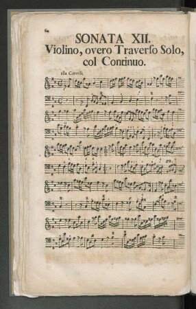 Sonata XII. Violino, overo Traverso Solo, col Continuo.