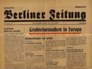 Tageszeitung "Berliner Zeitung" zu Kriegsverbrecher- Prozessen in verschiedenen europäischen Ländern, Schlagzeile: "Großreinemachen in Europa"