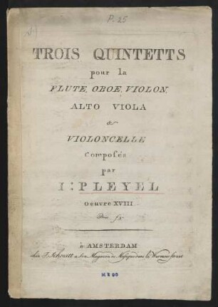 Trois quintetts pour la flute, oboe, violon, alto viola et violoncelle, op. 18