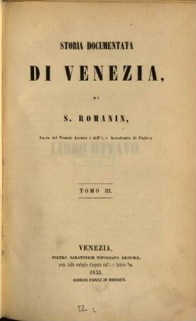Storia documentata di Venezia, 3