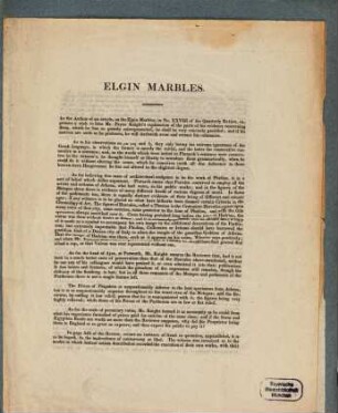 Elgin Marbles : [Rezension]
