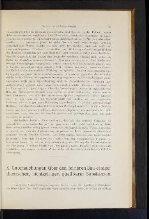 X. Untersuchungen über den feineren Bau einiger thierischer, ncihtzelliger, quellbarer Substanzen.