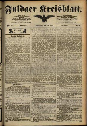 Erste Ausgabe vom Samstag, den 13. März 1909.