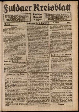 Ausgabe vom Donnerstag, den 04. September 1919.