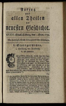 XXXVI. Stück. Coburg, den 3. Sept. 1755.