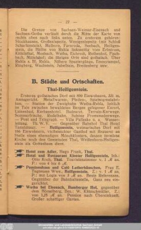 B. Städte und Ortschaften.