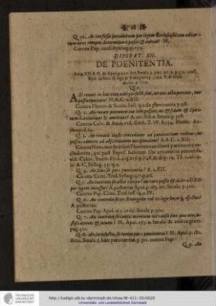 Dissert. XII. De Poenitentia.
