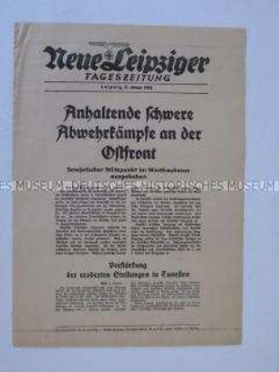 Extrablatt der "Neuen Leipziger Tageszeitung" u.a. über Kämpfe an der Ostfront