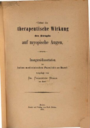 Über die therapeutische Wirkung des Atropin auf myopische Augen