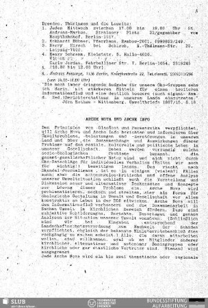 Arche Nova und Arche Info