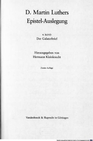 D. Martin Luthers Epistel-Auslegung, 4. Der Galaterbrief